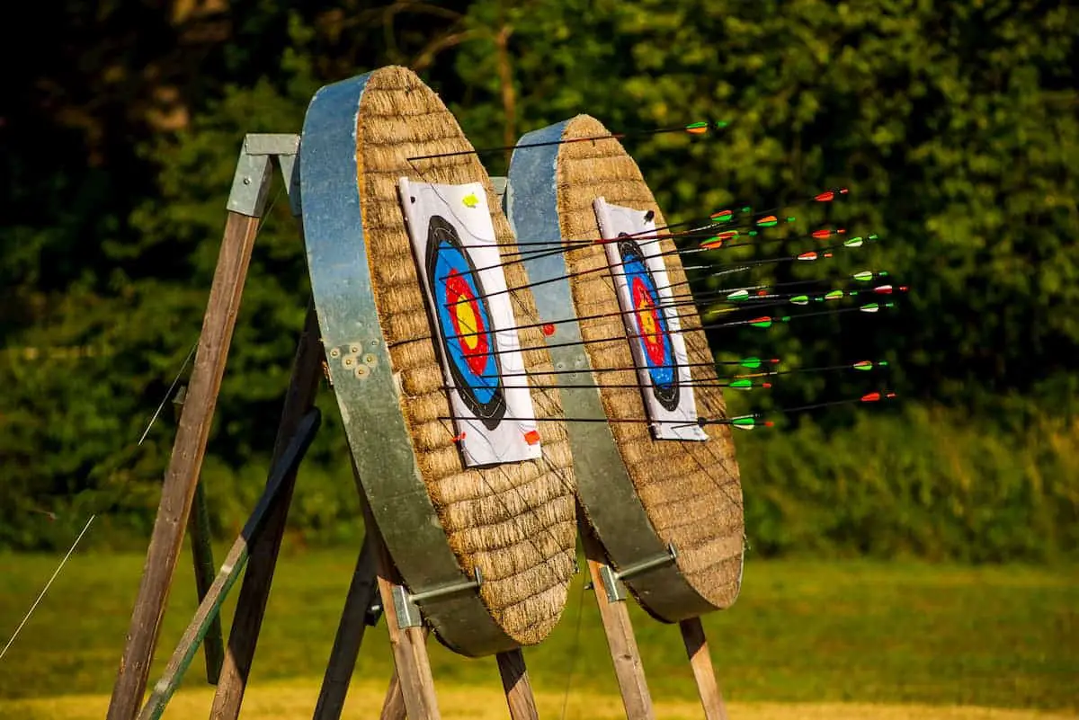 Archery range close up hit with lots of practice arrows - What Are the 11 Steps of Archery
